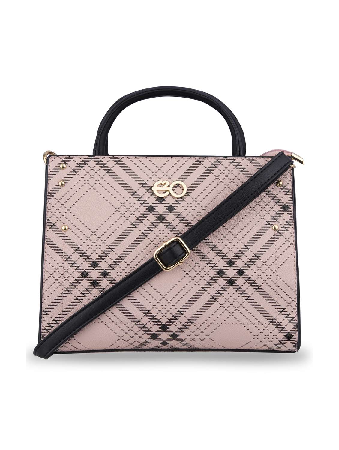 pink checkered regular handbag
