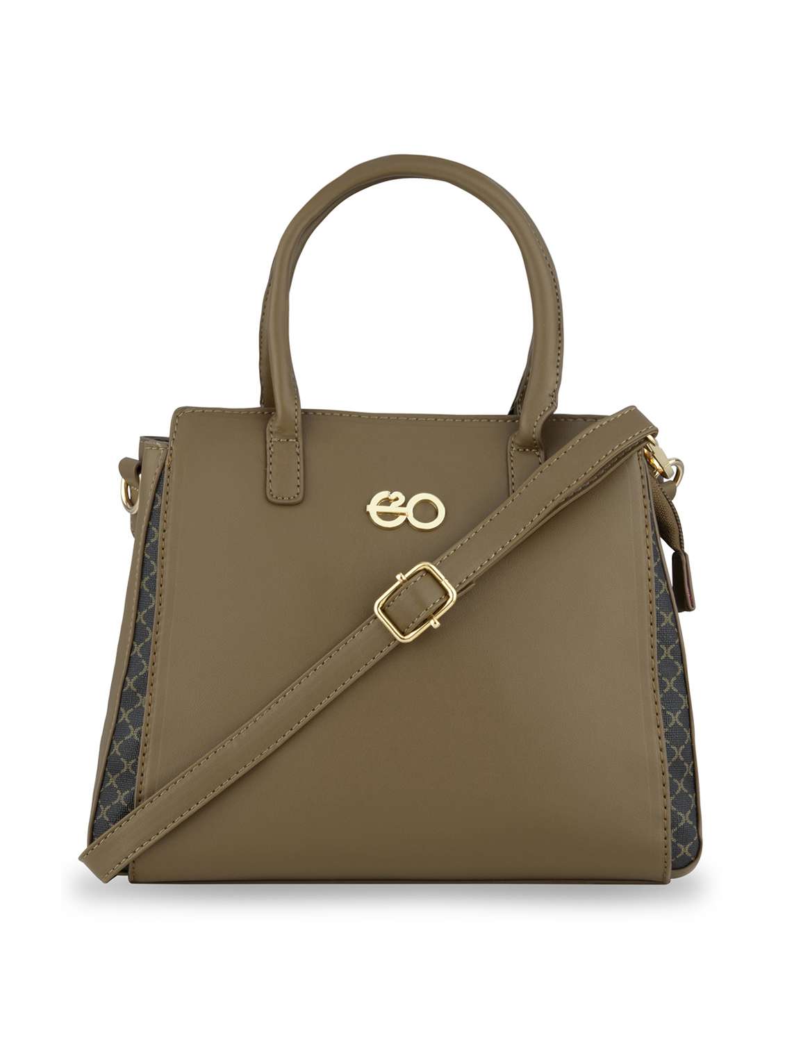 brown solid regular handbag