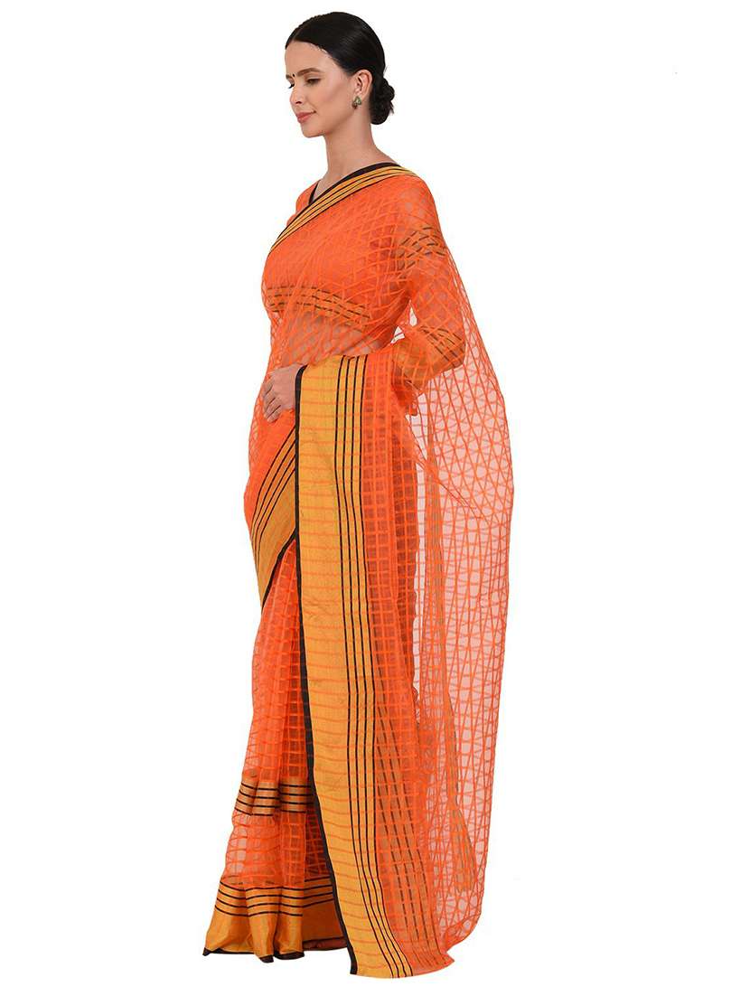 contrast bordered printed saree with blouse - 18482457 -  Standard Image - 1