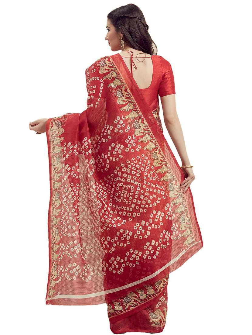 bandhani printed saree with blouse - 18482876 -  Standard Image - 1