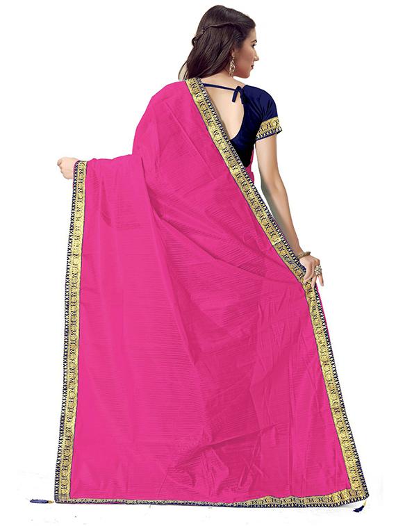 lace bordered solid saree  - 18484908 -  Standard Image - 1