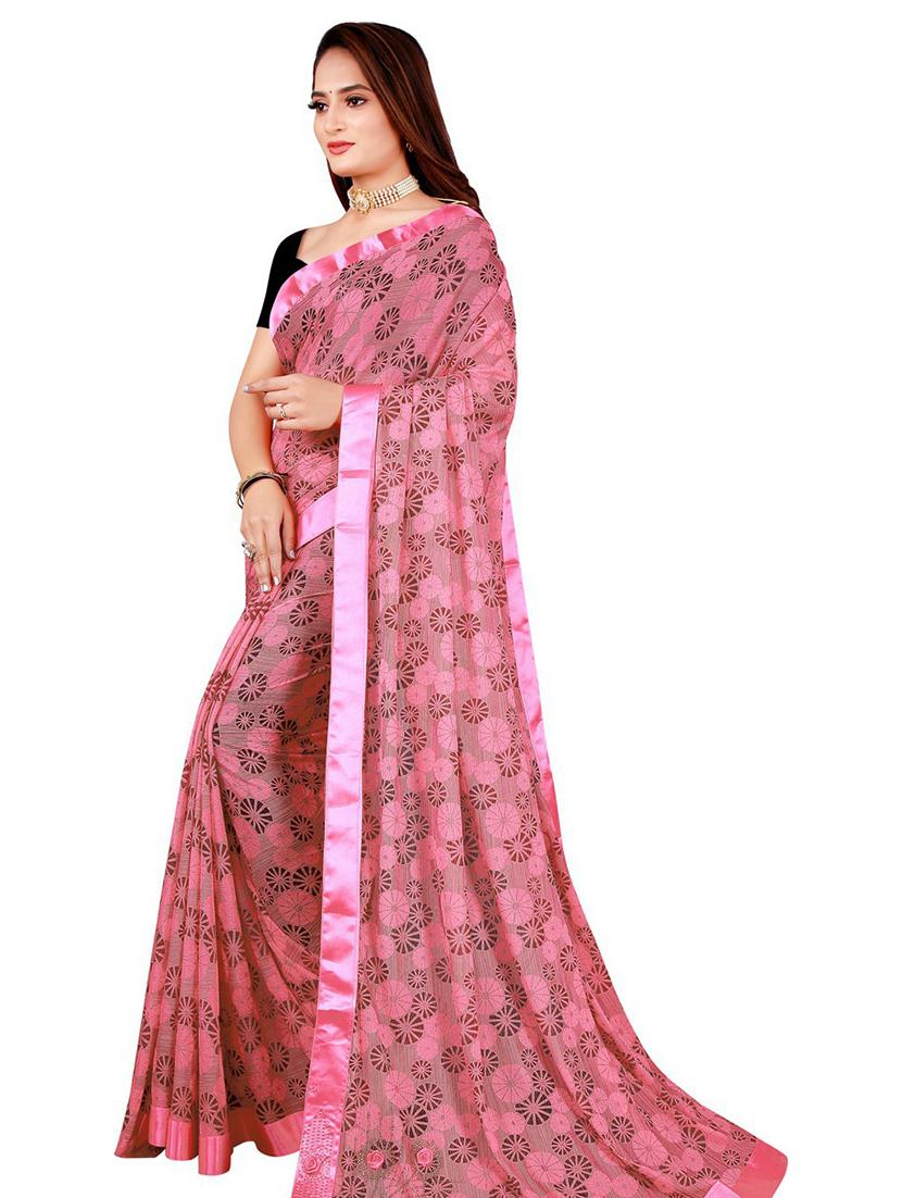 lace detailed printed saree with blouse - 18485053 -  Standard Image - 1