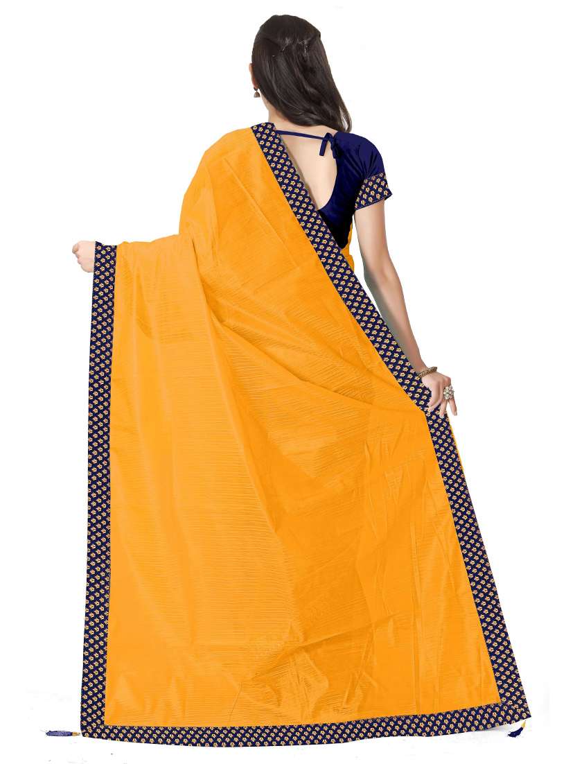 lace bordered solid saree  with blouse - 18485759 -  Standard Image - 1