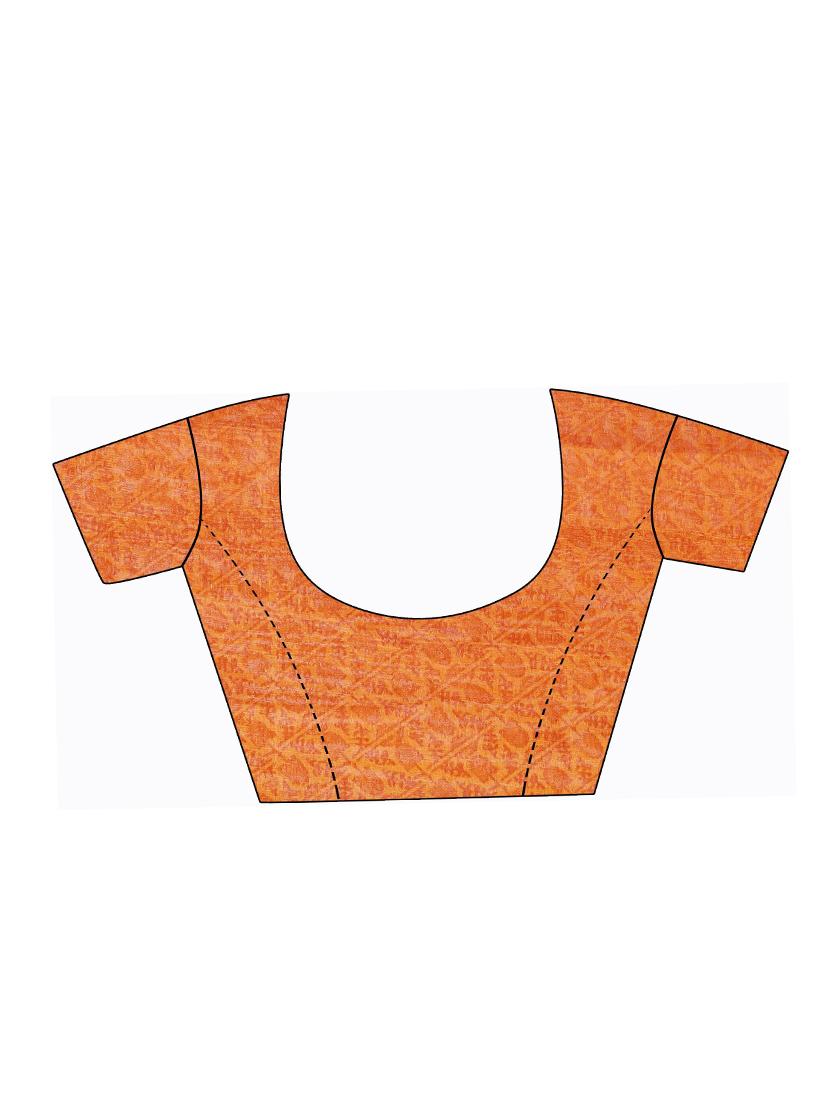 orange printed saree with blouse - 18485761 - Standard Image - 1