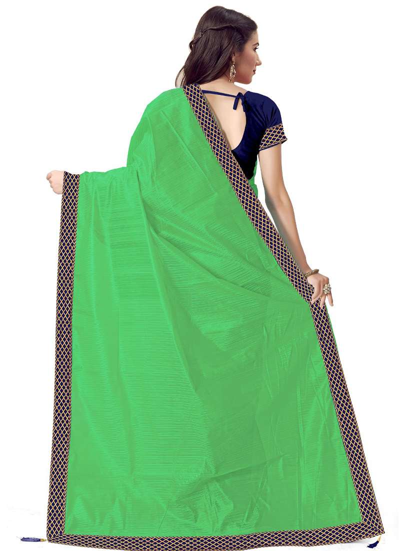 lace detailed plain saree with blouse - 18485781 - Standard Image - 1