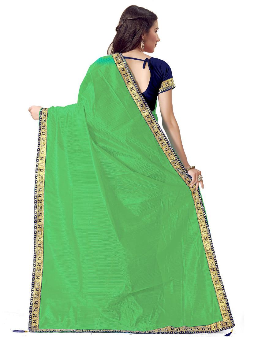 lace detailed solid saree with blouse - 18485790 - Standard Image - 1
