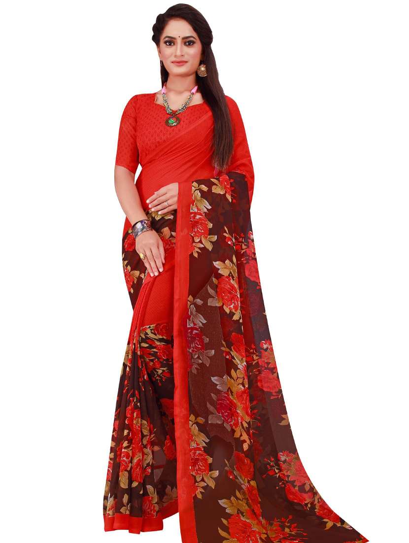 women's floral multi colored saree with blouse
