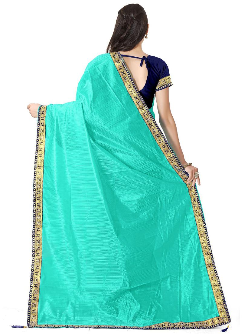 lace detailed solid saree with blouse - 18485812 - Standard Image - 1