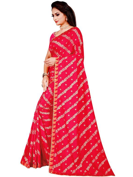 red silk blend printed saree - 18487703 - Standard Image - 1