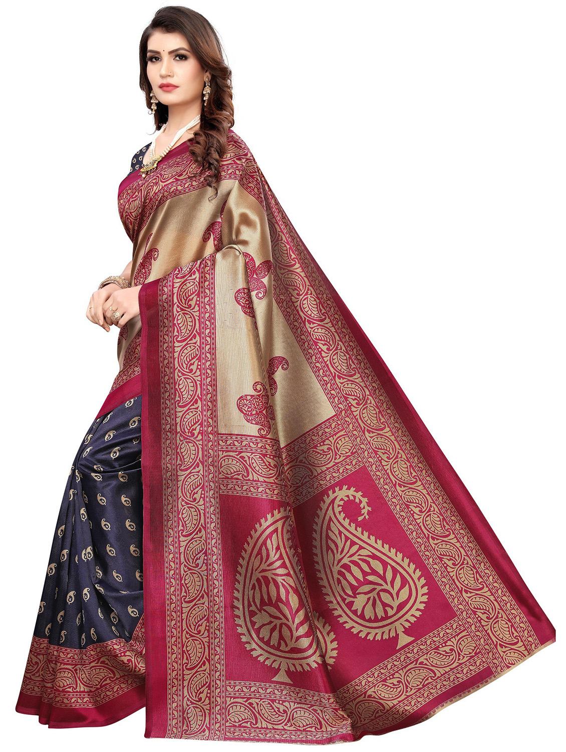 half and half brocade saree with blouse - 18487833 -  Standard Image - 1