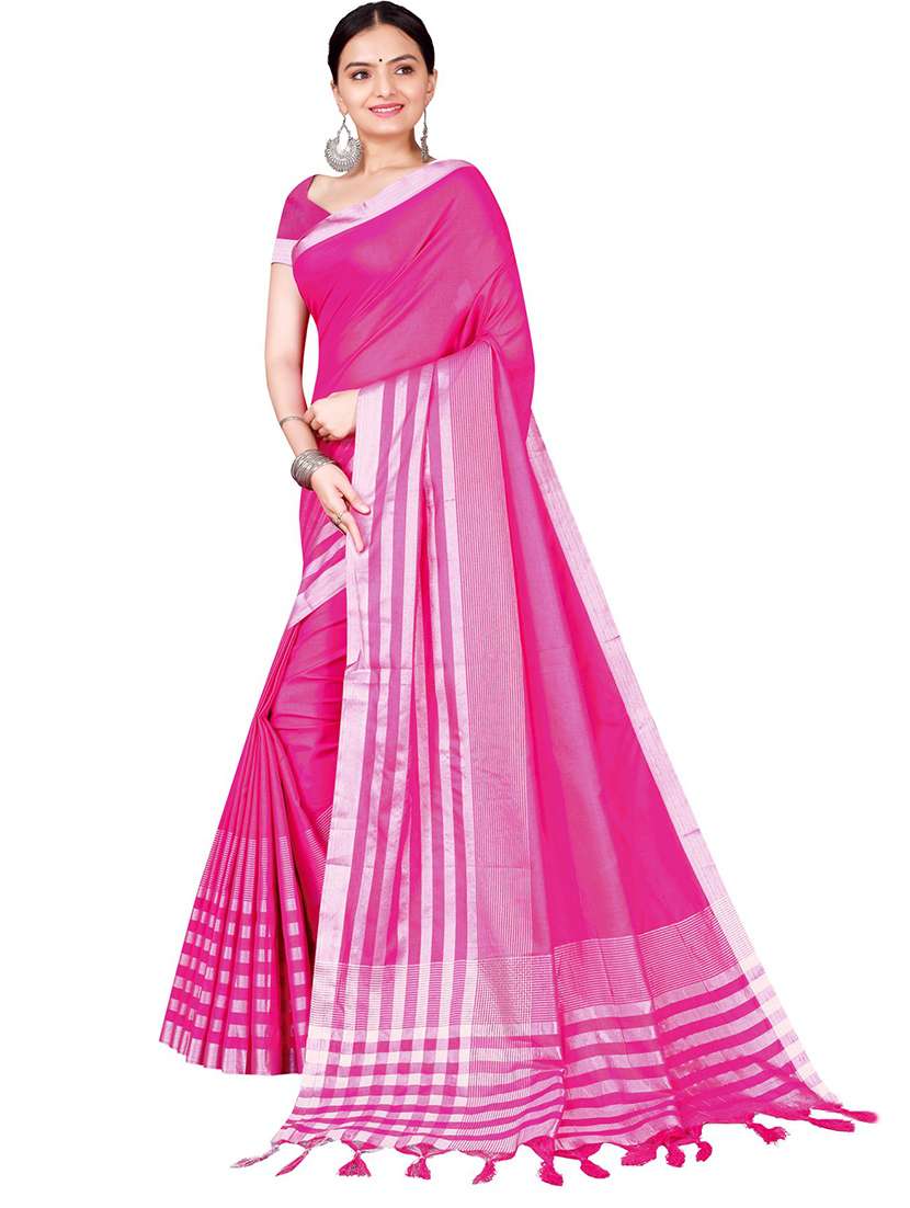 tassel detailed striped saree with blouse - 18487916 - Standard Image - 1