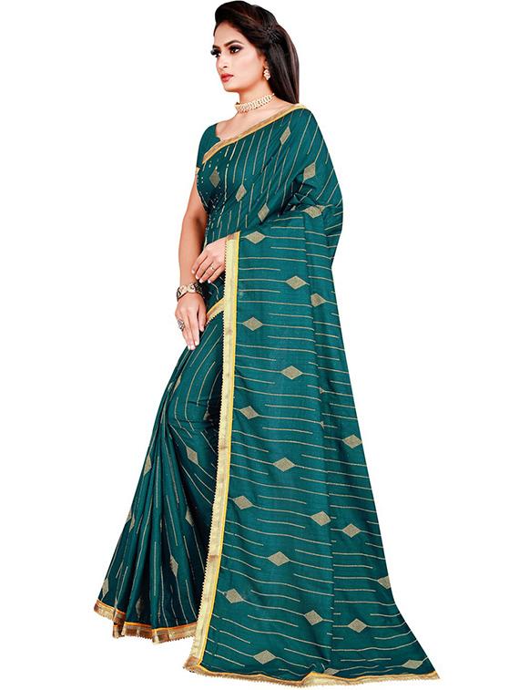teal printed saree with blouse - 18488007 - Standard Image - 1