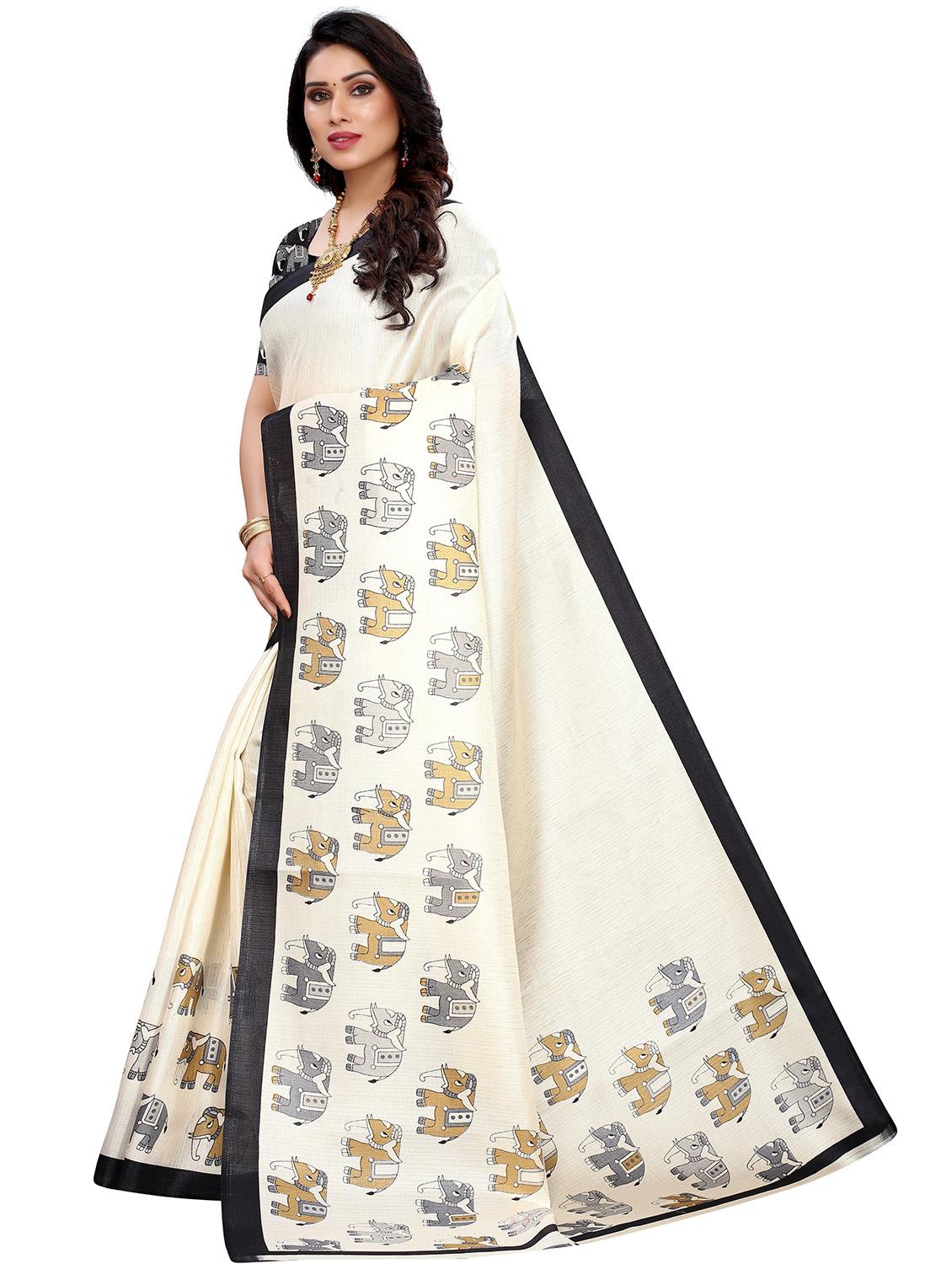 conversational printed saree with blouse - 18488065 - Standard Image - 1