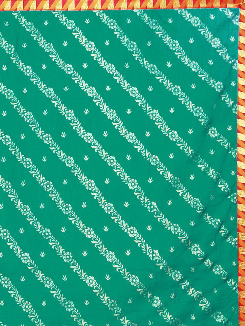 teal printed saree with blouse - 18488101 - Standard Image - 4