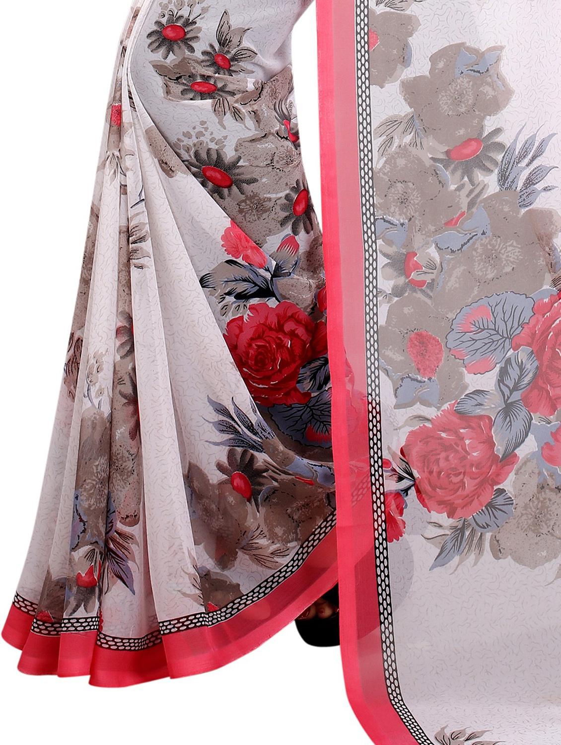 women's floral pink colored saree with blouse - 18488179 -  Standard Image - 1