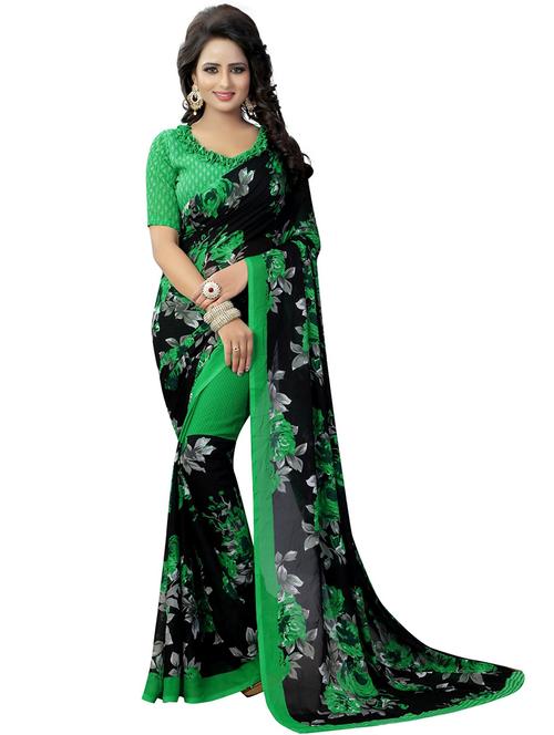 women's floral green colored saree with blouse - 18488301 -  Standard Image - 0