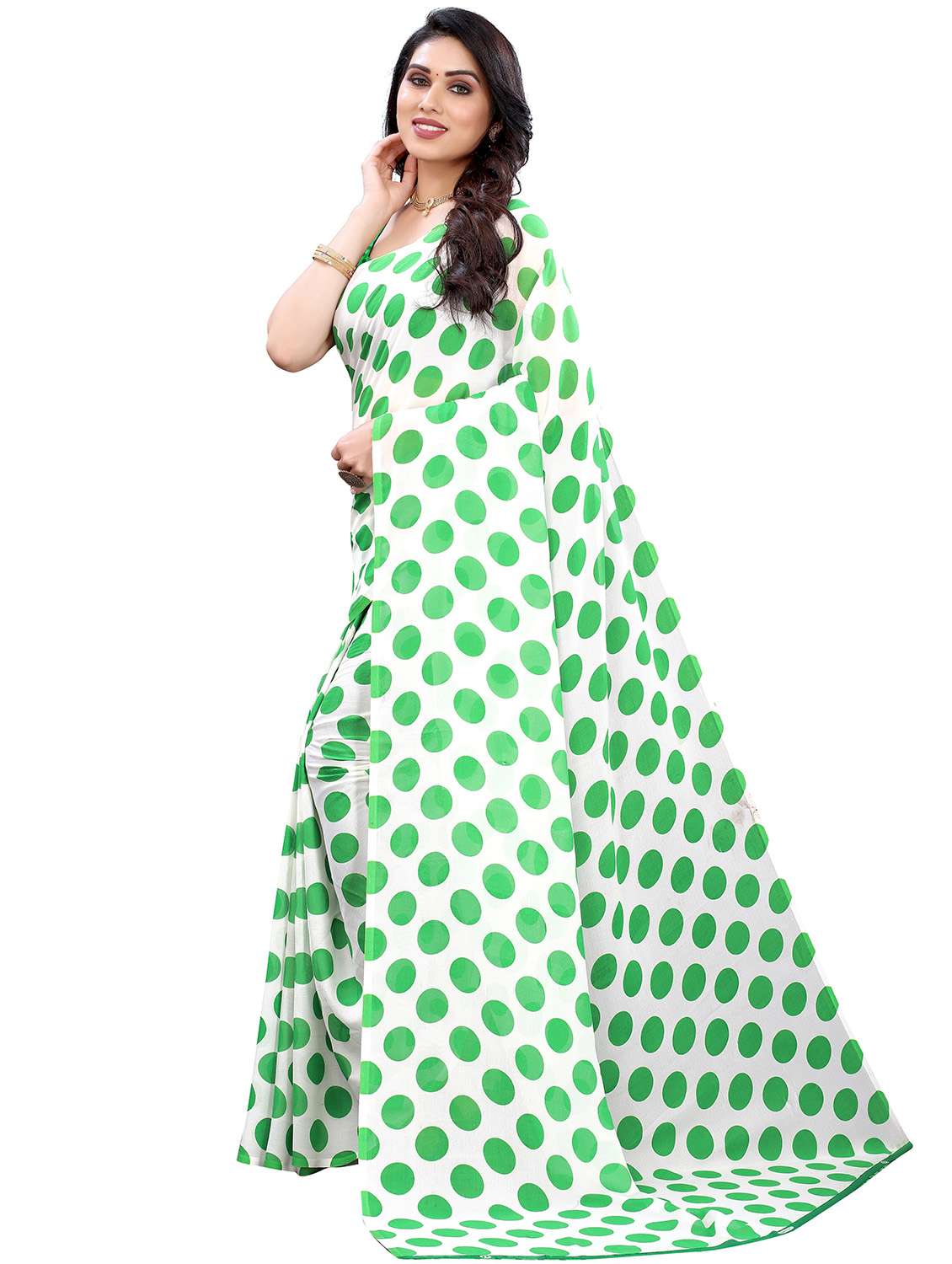 polo neck printed sarees with blouse - 18488312 -  Standard Image - 1