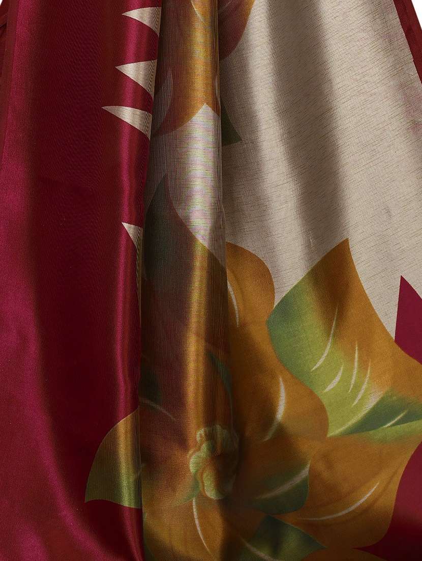 women's floral maroon colored saree with blouse - 18488388 -  Standard Image - 1