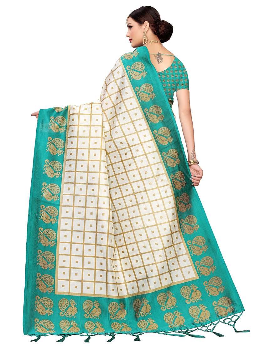 tassel detailed checkered saree - 18488407 -  Standard Image - 1