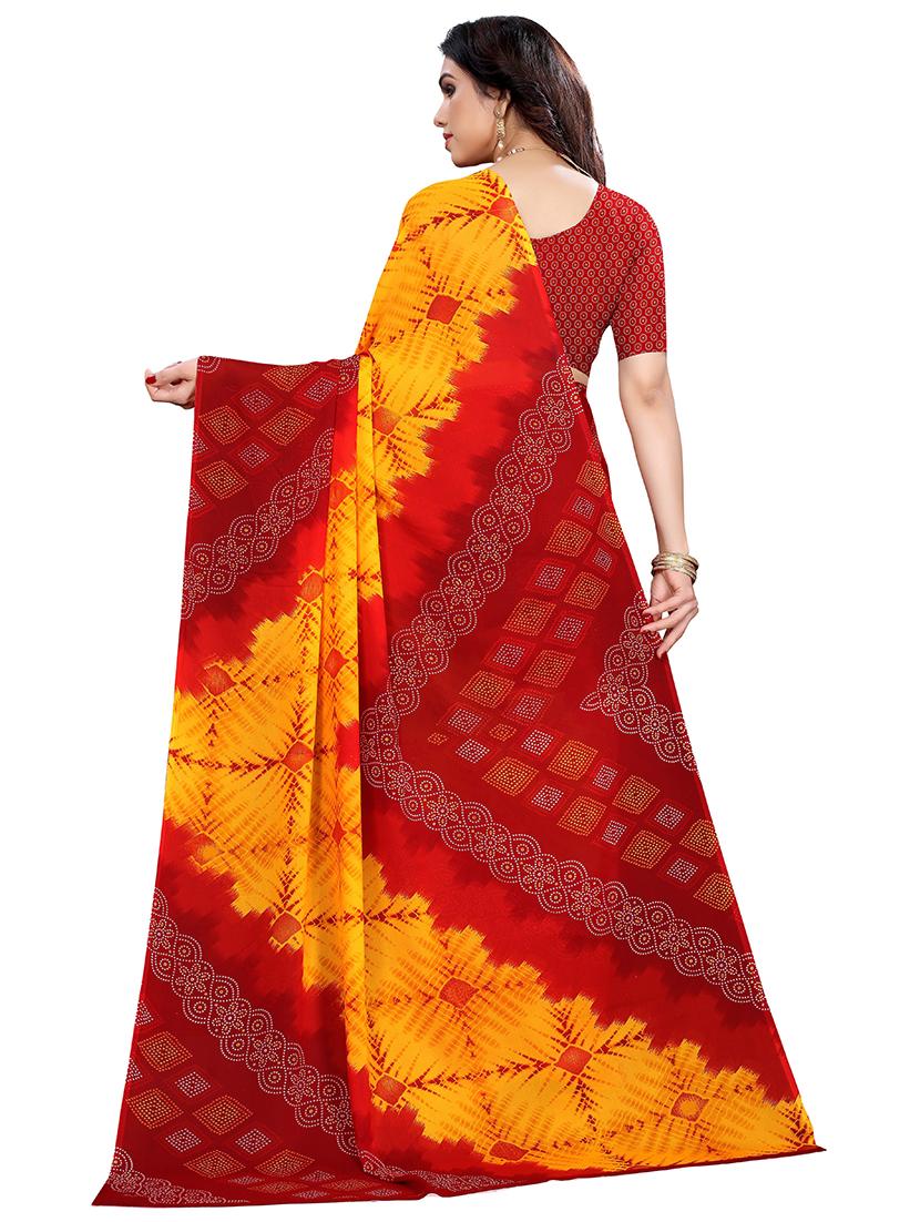 bandhani printed saree with blouse - 18488511 - Standard Image - 1