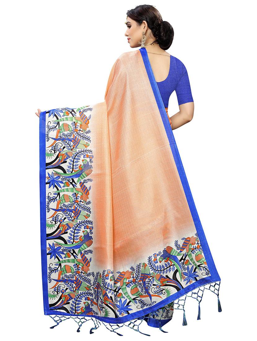 tassel detailed printed saree - 18488555 - Standard Image - 1