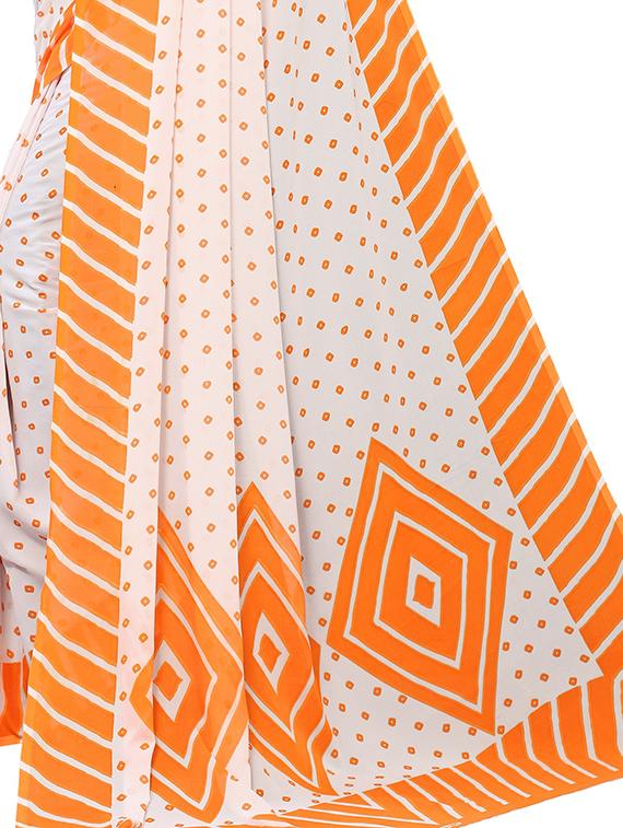 contrast bordered bandhani printed saree with blouse - 18488737 -  Standard Image - 1