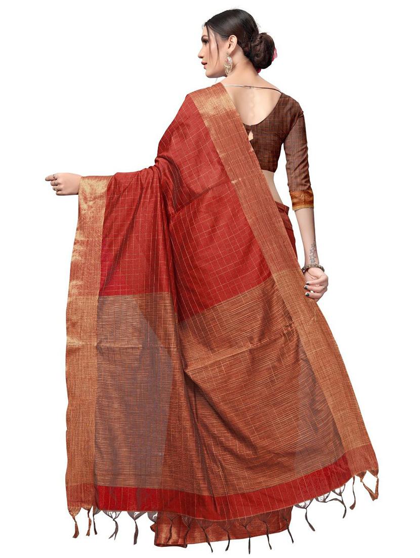 tassels detailed checkered saree - 18488868 - Standard Image - 1