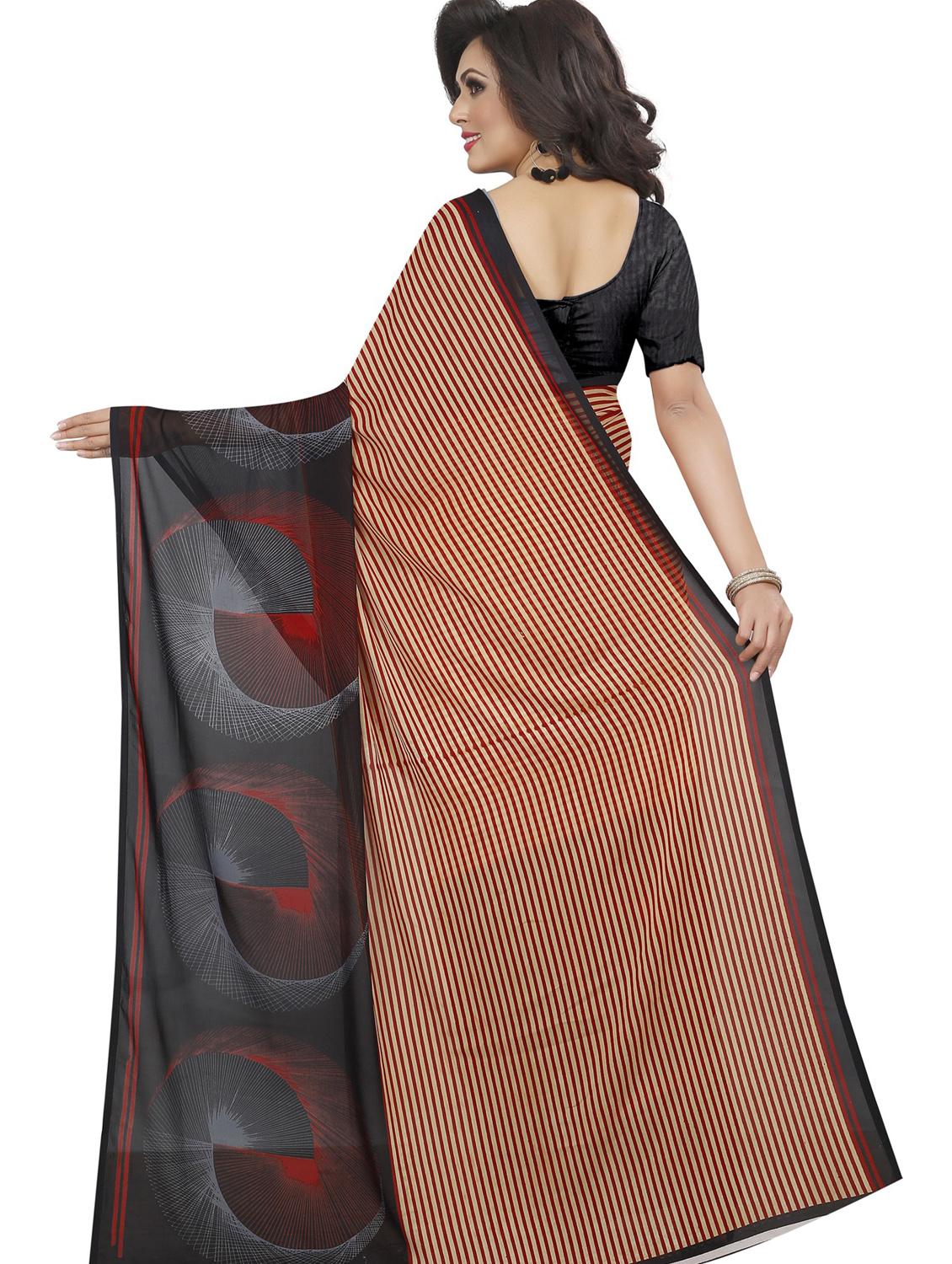 striped printed saree with blouse - 18488894 - Standard Image - 1