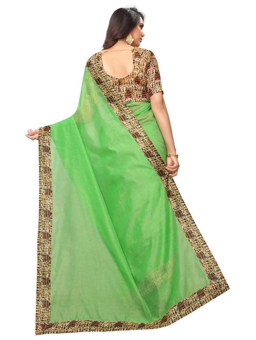 printed lace detailed solid saree  with blouse - 18488978 -  Standard Image - 1