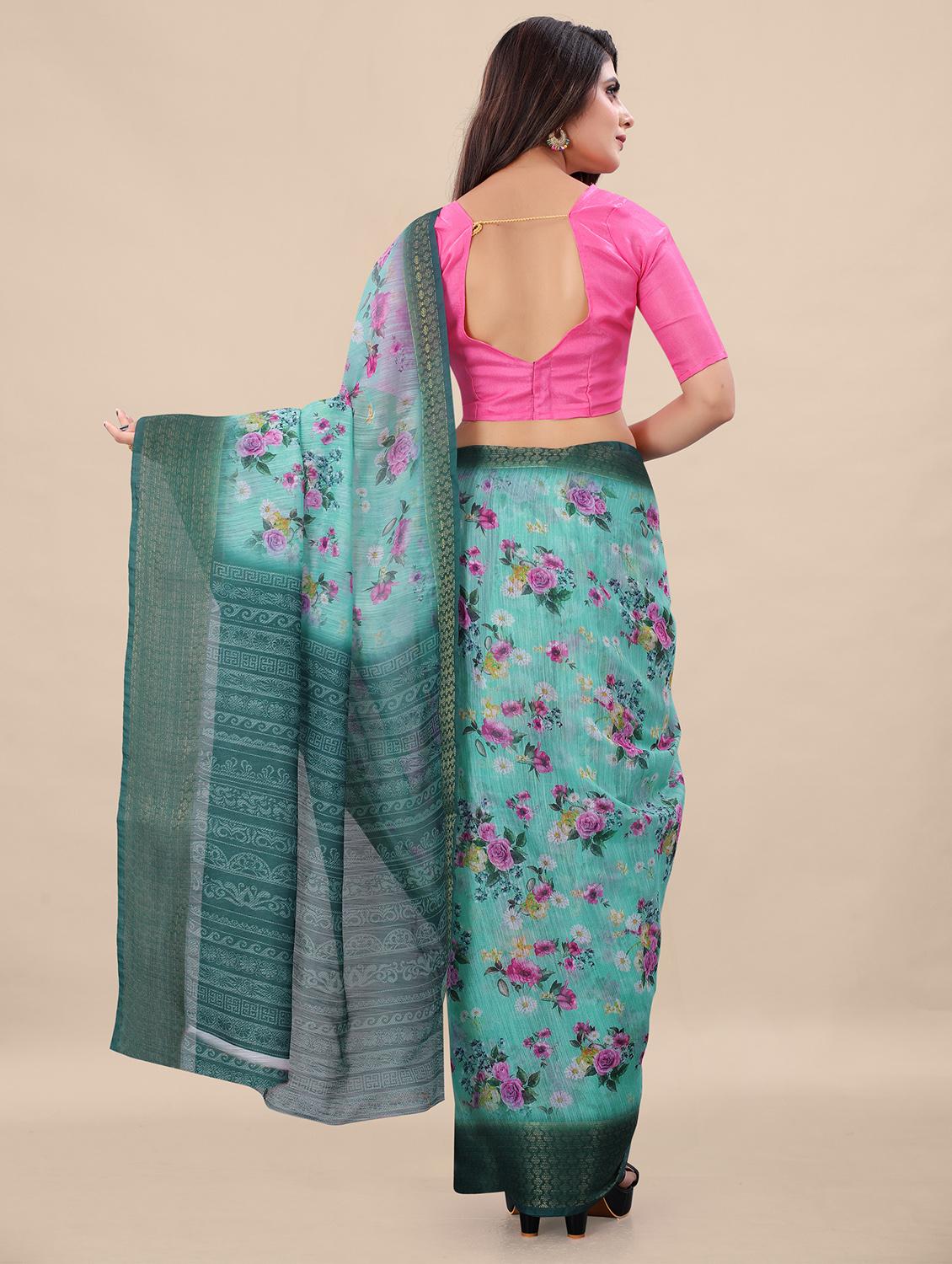 floral printed saree  with blouse - 18489094 -  Standard Image - 1