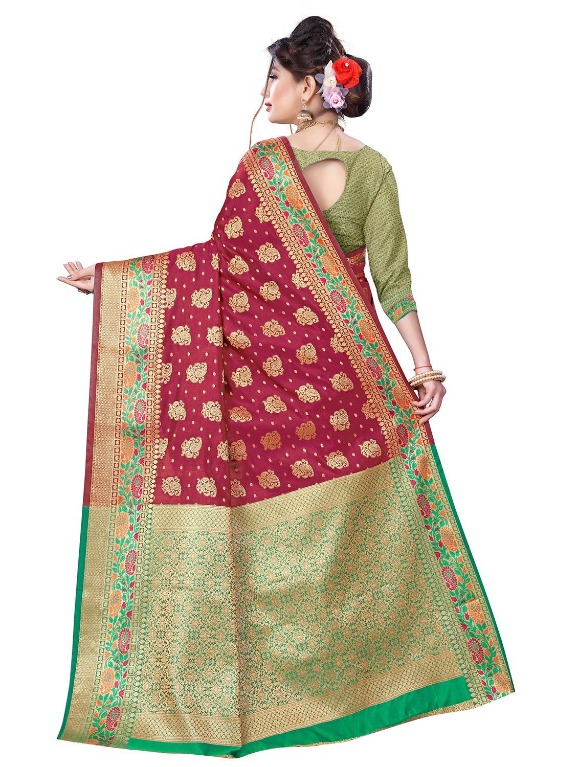 jacquard work banarasi saree with blouse - 18489105 - Standard Image - 1
