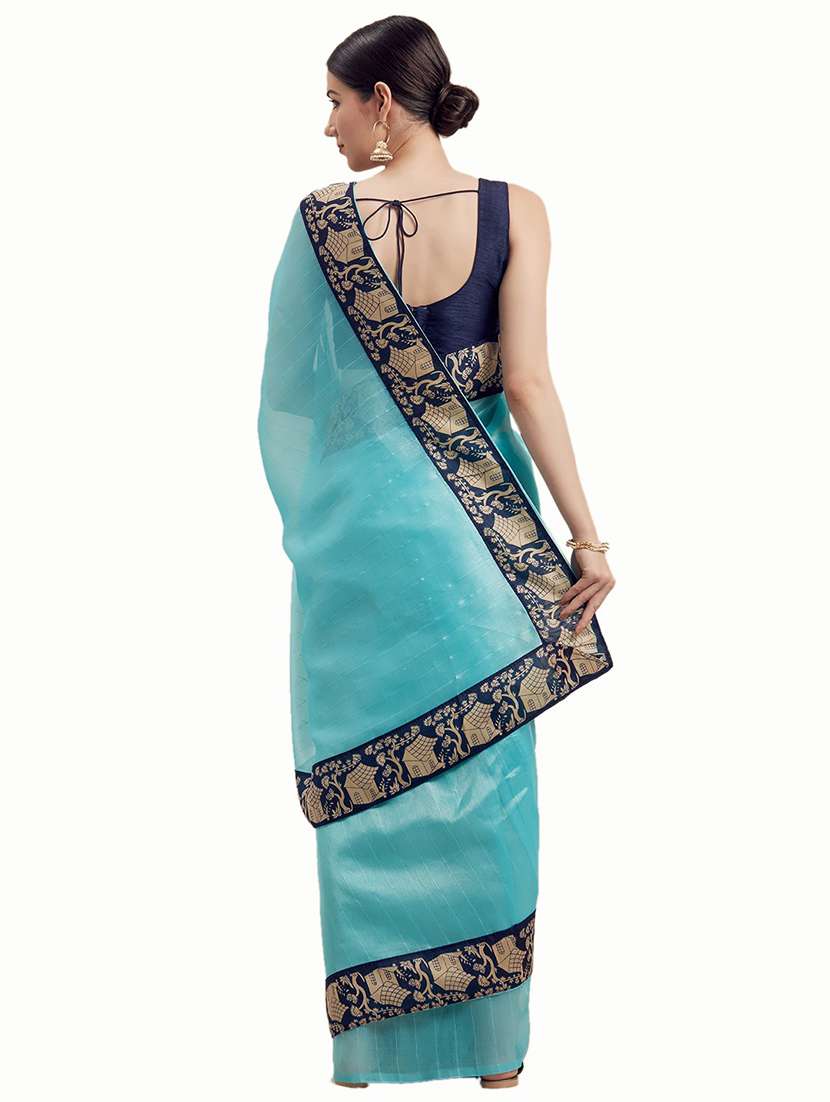 lace bordered solid saree  - 18490161 -  Standard Image - 1