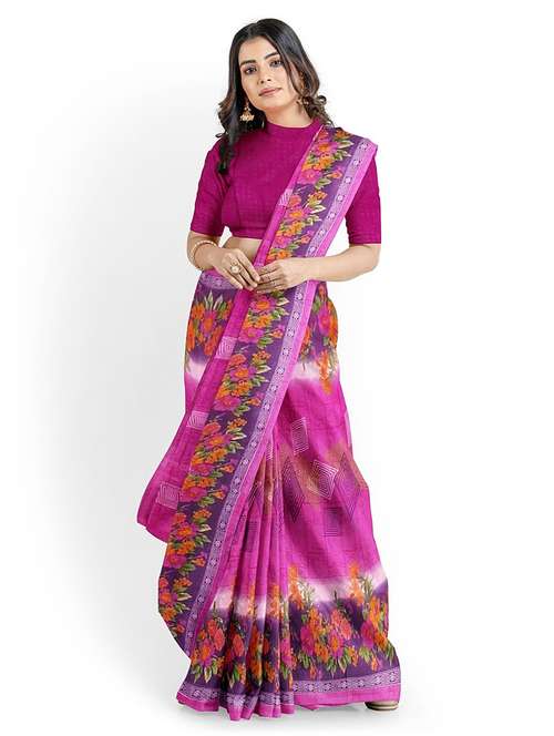 floral printed saree with blouse - 18492230 -  Standard Image - 0