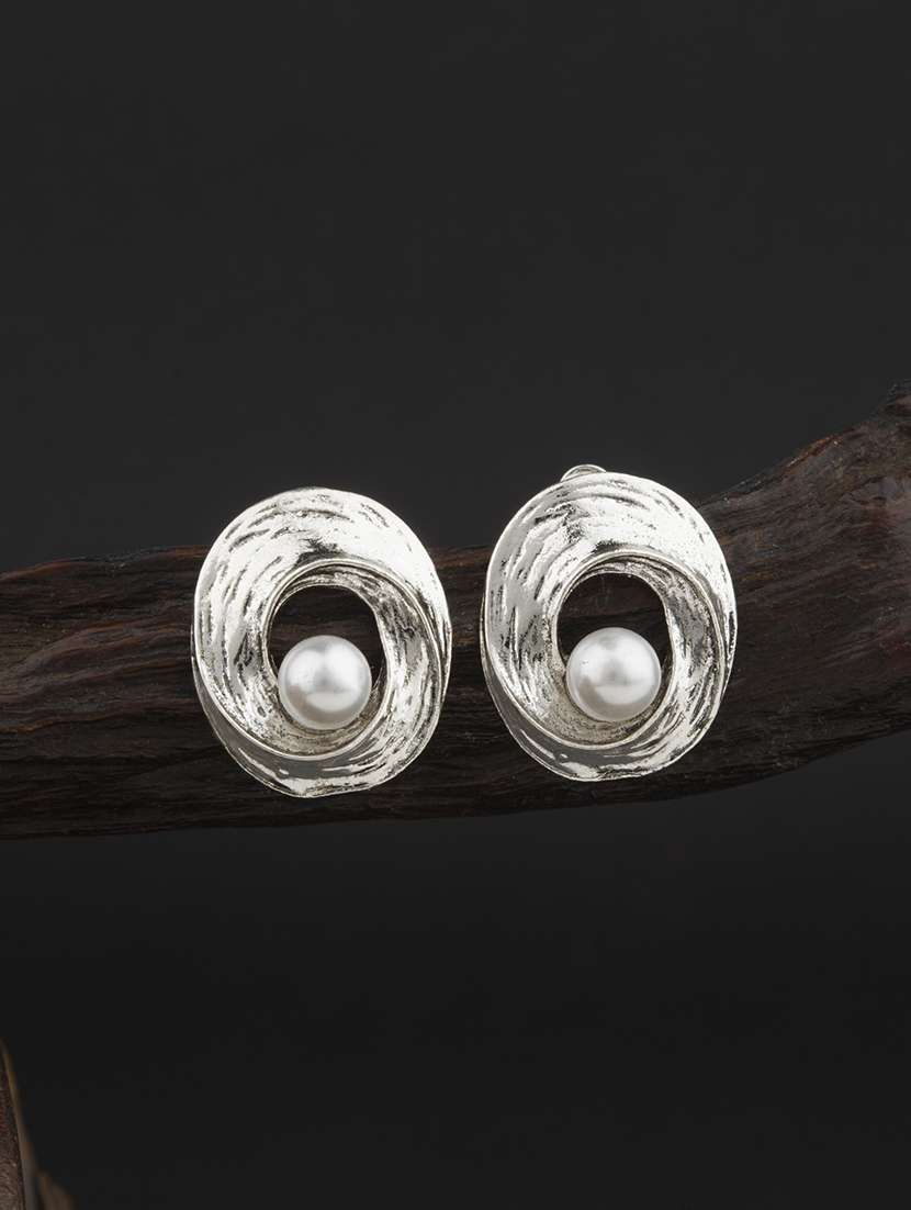 silver brass studs earring