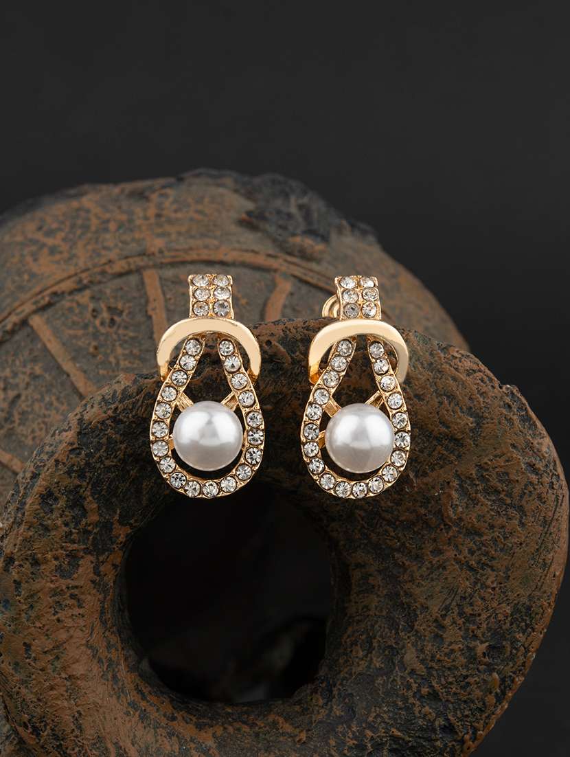 gold plated stones crafted contemporary drop earring