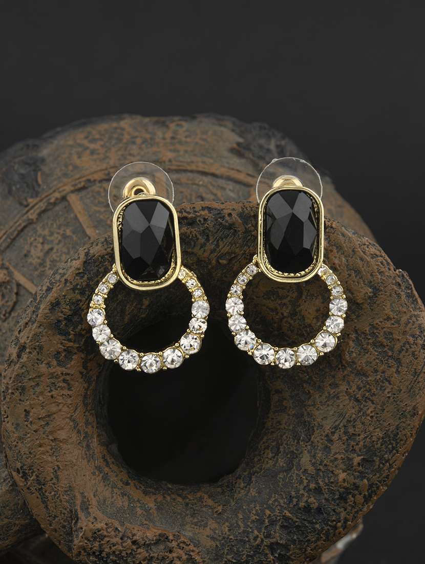 gold plated pearl crafted contemporary drop earring