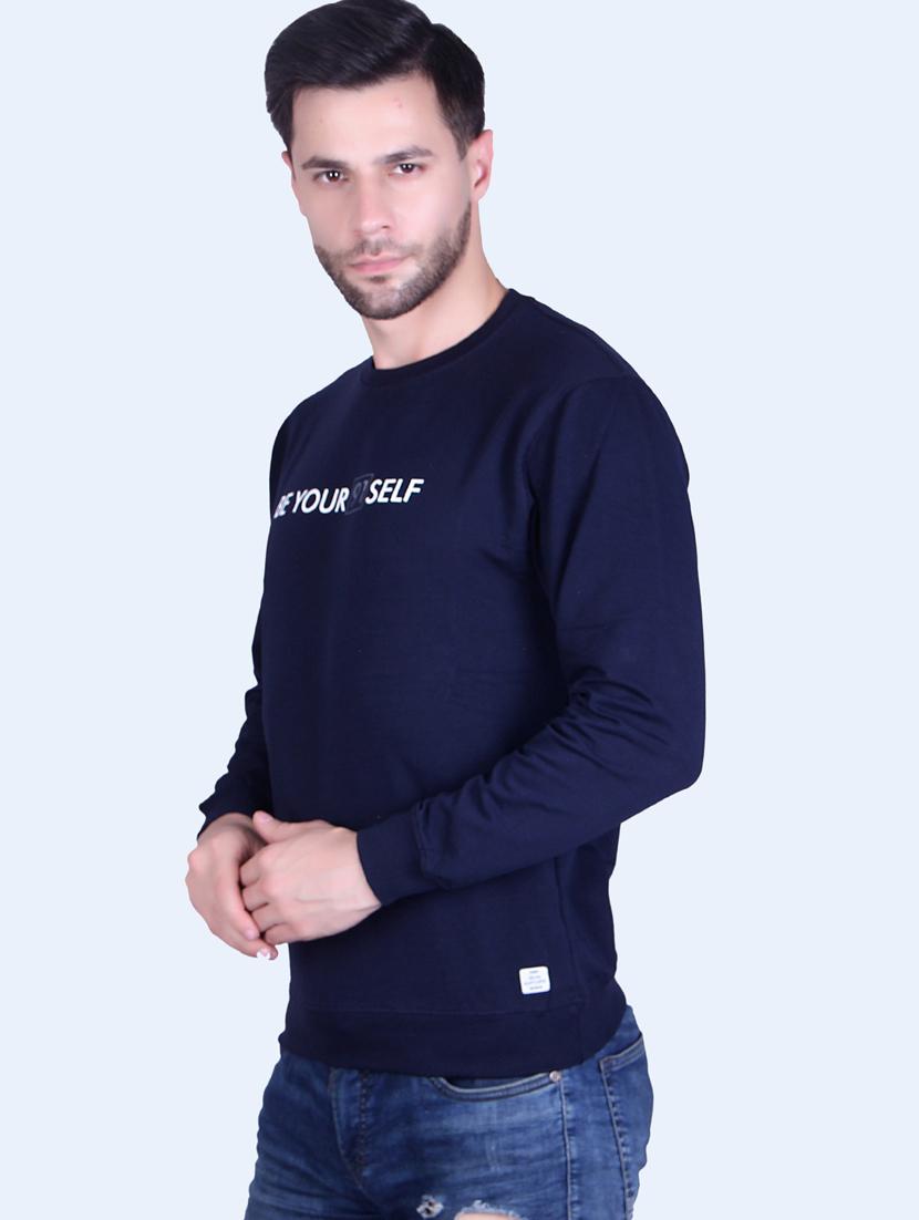 navy blue chest print sweatshirt - 18498478 -  Standard Image - 1