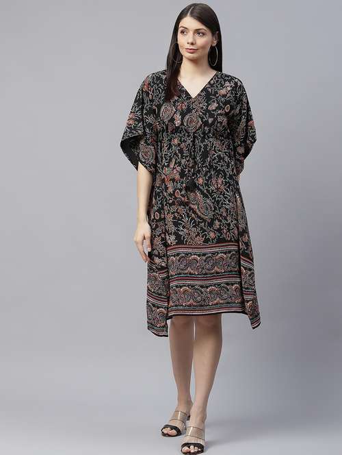 v-neck printed kaftan dress - 18499037 -  Standard Image - 0
