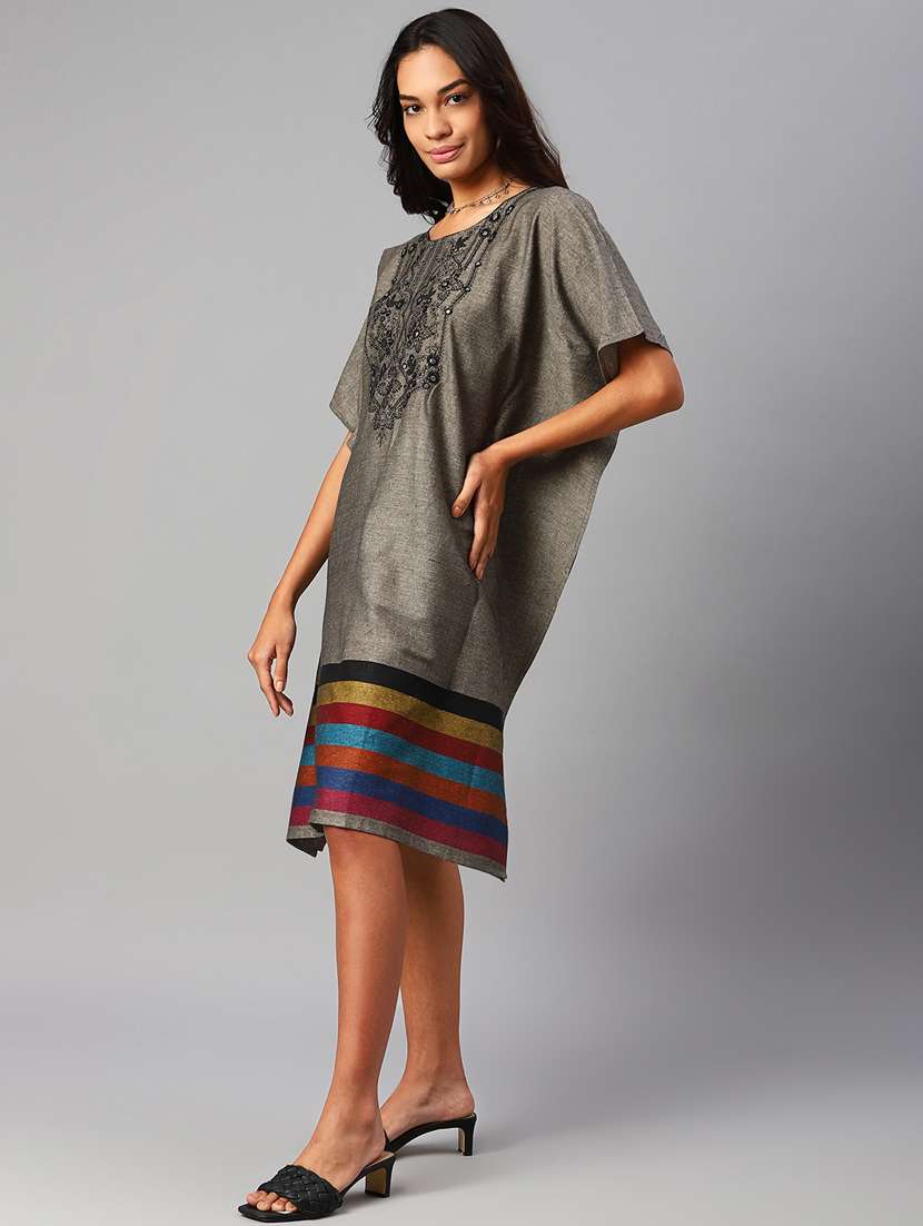 round neck printed kaftan dress - 18499043 -  Standard Image - 1