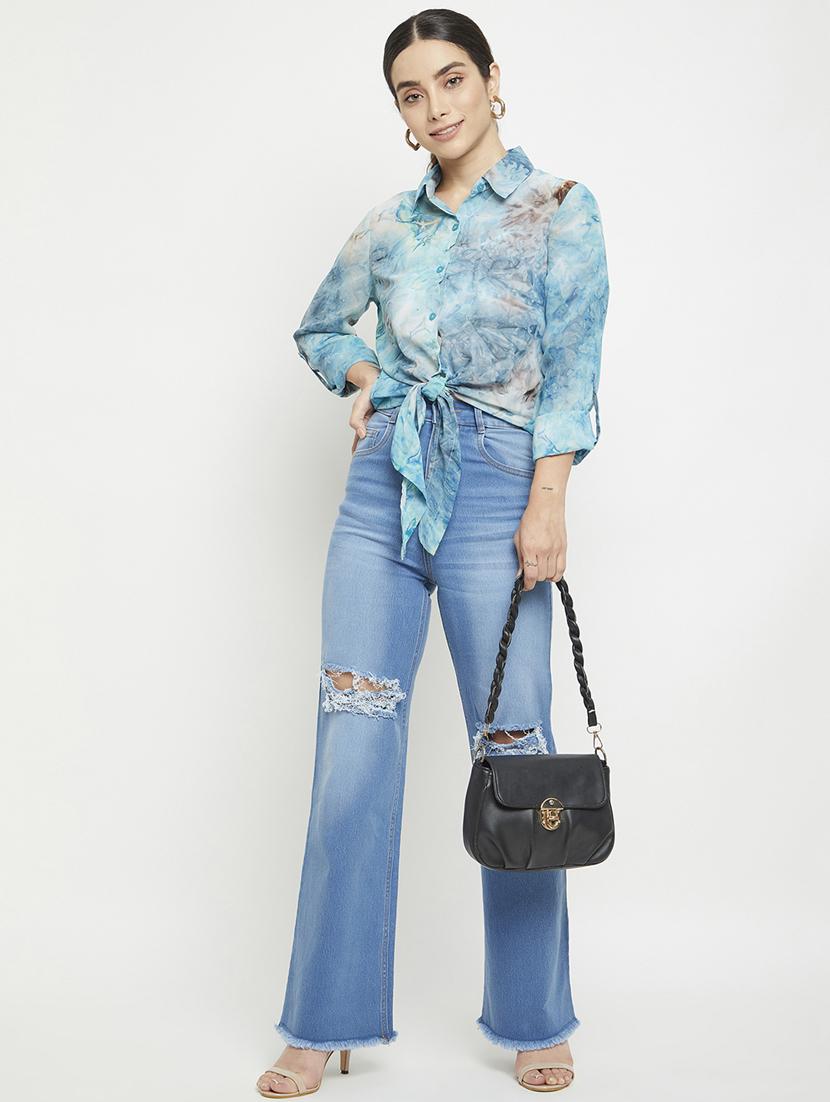 tie front tie & dye shirt - 18499094 - Standard Image - 4