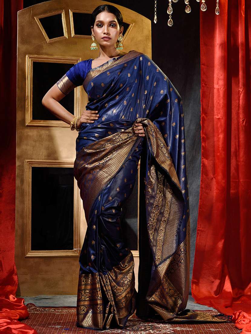 self design woven saree with blouse