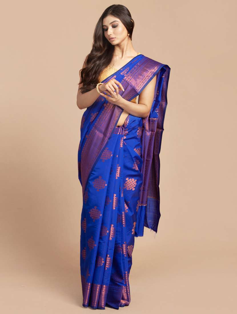 self design woven saree with blouse