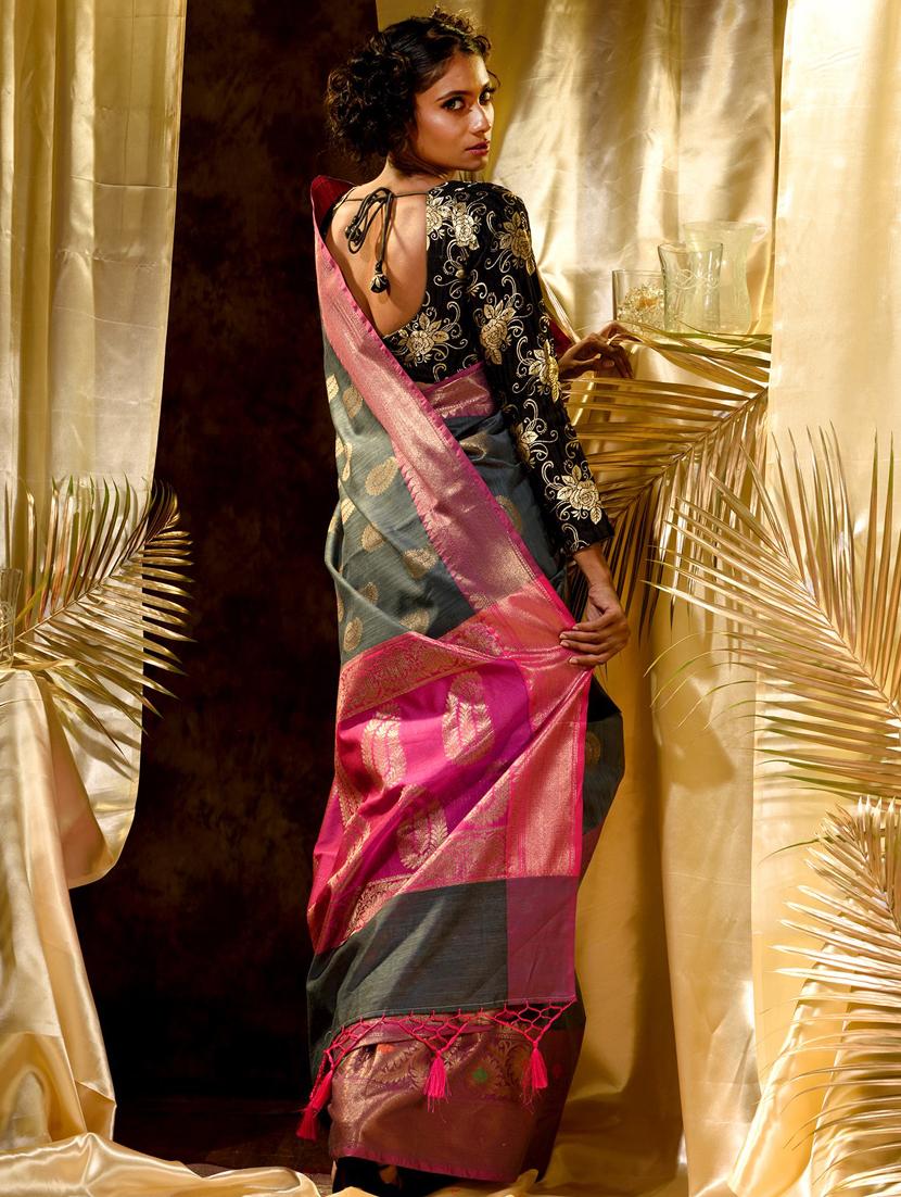tassels detailed woven saree - 18499260 - Standard Image - 1