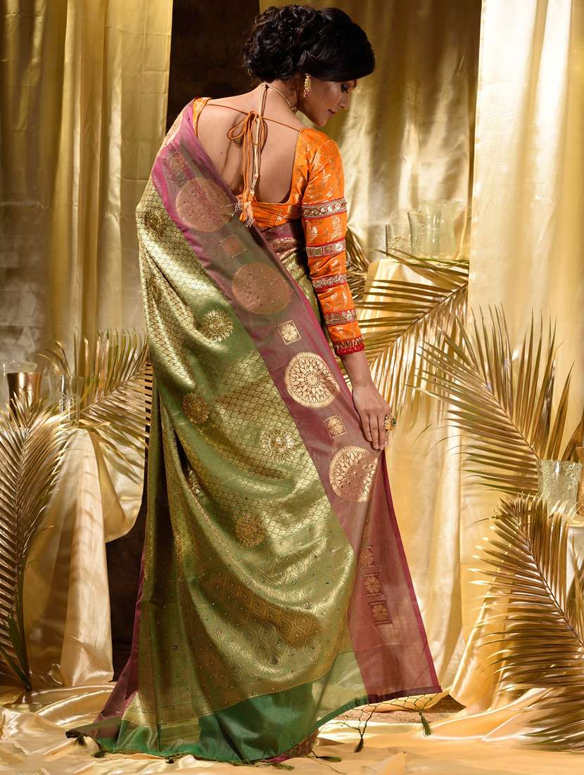 tassels detailed woven saree - 18499274 - Standard Image - 1