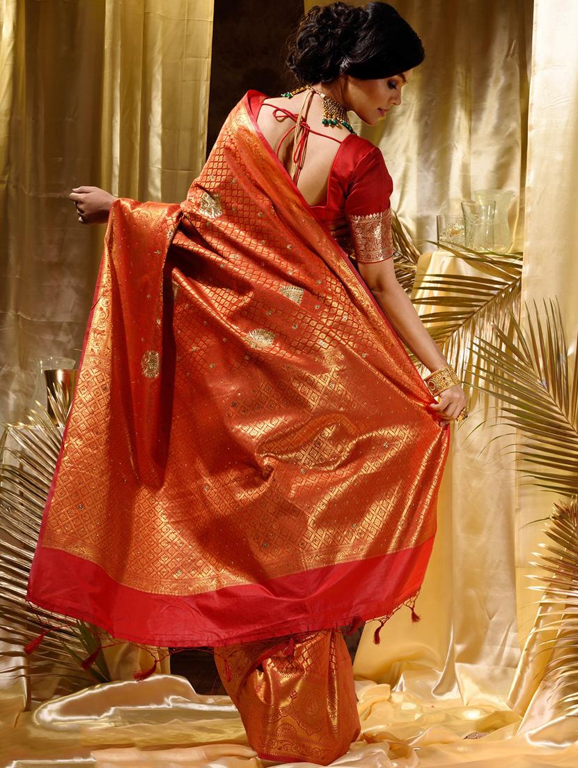 tassels detailed woven saree - 18499276 - Standard Image - 1