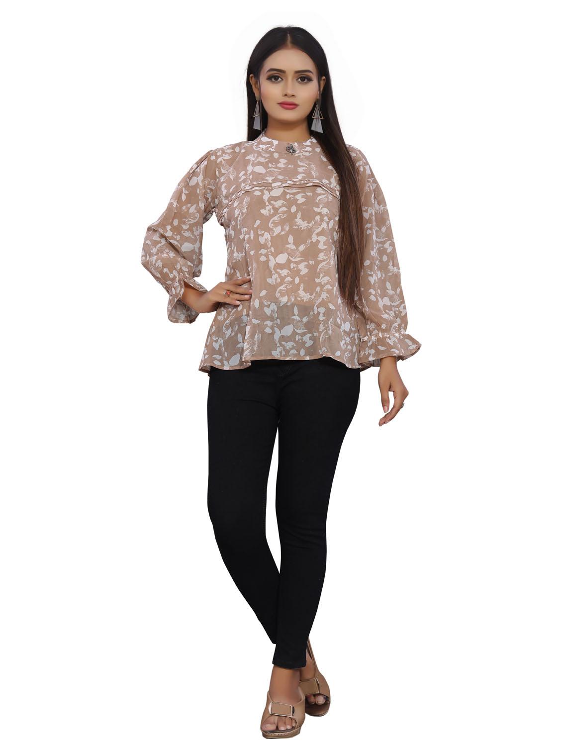 mock neck printed top - 18499546 - Standard Image - 4