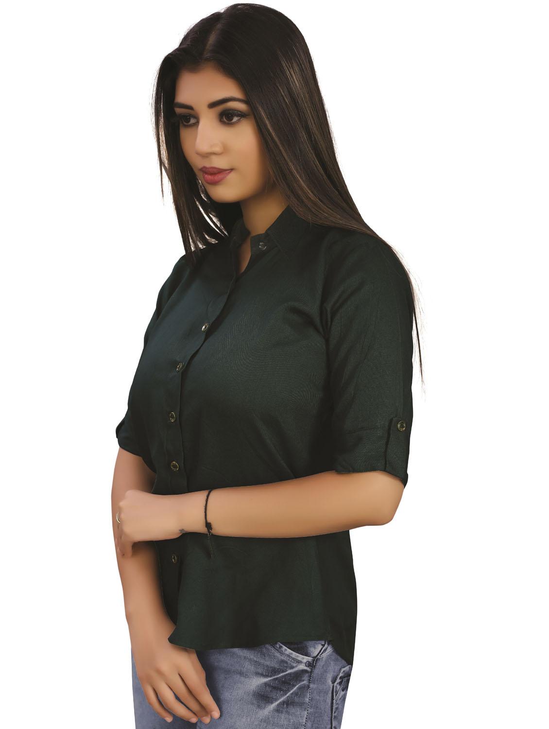 mandarin neck solid regular shirt - 18499573 - Standard Image - 1