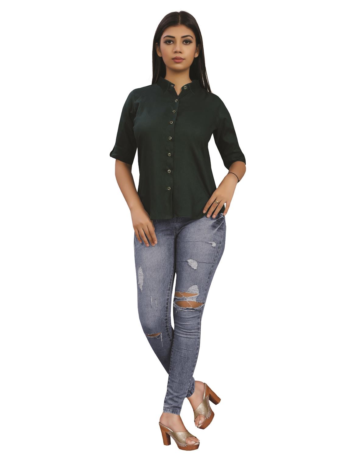 mandarin neck solid regular shirt - 18499573 - Standard Image - 4