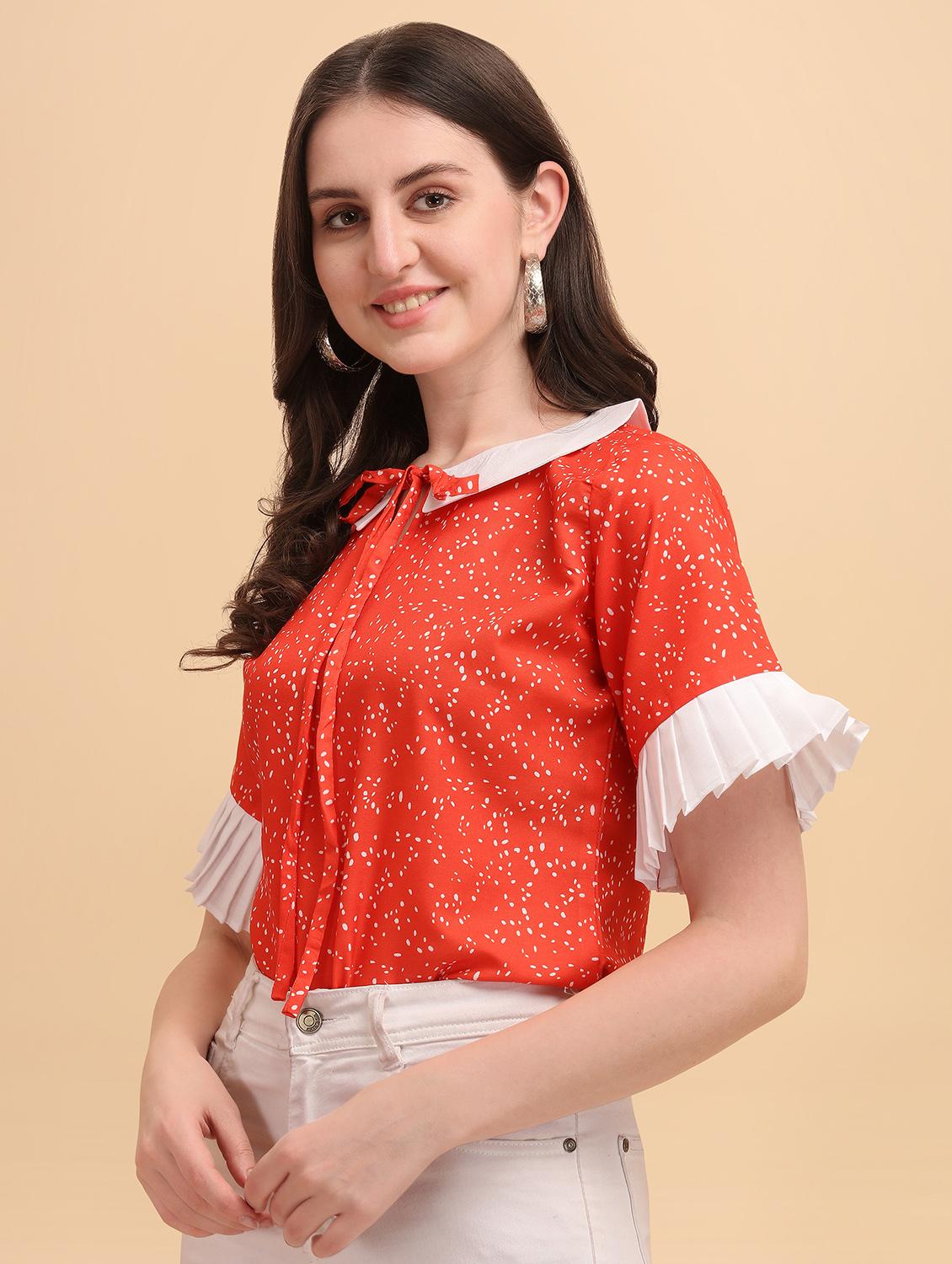 pleat detail tie up neck top  - 18499952 -  Standard Image - 1