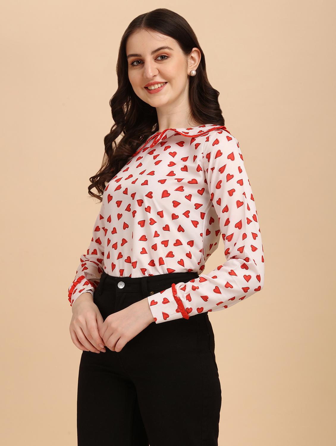 peter pan neck printed top  - 18499964 -  Standard Image - 1